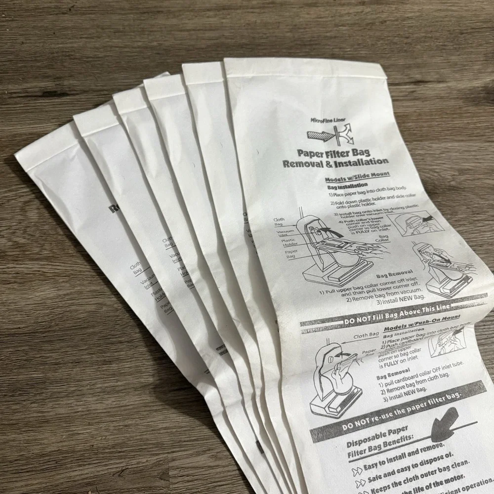 6 Pack MicroFine Liner Paper Vacuum Bags Replacement Disposable Filter‎ Bags